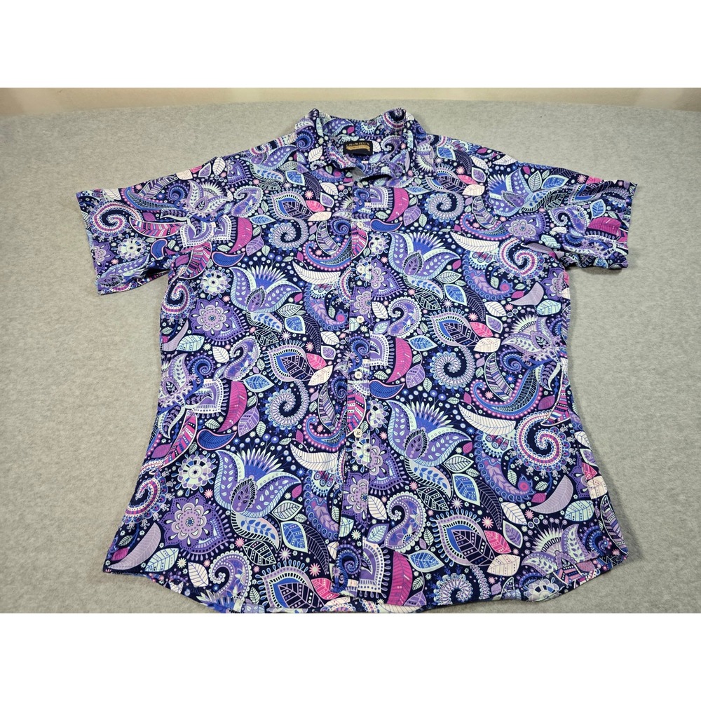 Cremieux Premium Denim Mens XL Short Sleeve Button Down Paisley Floral Shirt